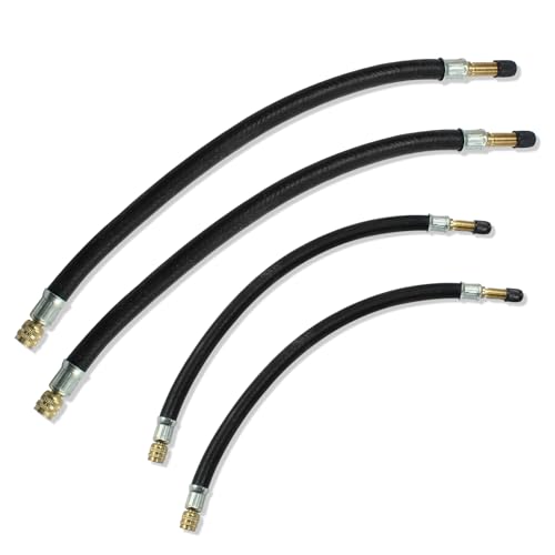 Image of 4 PCS Tire Valve Extensions, 2 PCS 8.27 Inch Tire Valve Extension Adaptor and 2 PCS 11.81 Inch Flexible Valve Stem Extenders for Cars, Trucks, Motorcycles