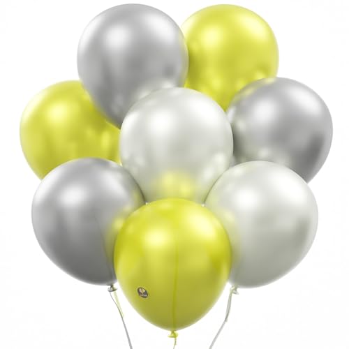 Image of AFTERLOON Natural Rubber Latex Mini Balloons 50 pcs Pearlized White /Silver /Yellow 5 Inch Pearl Color, Plastic-Free Alternative Pearlescent Durable Thickened Extra Strong Helium Float, Wedding Decor