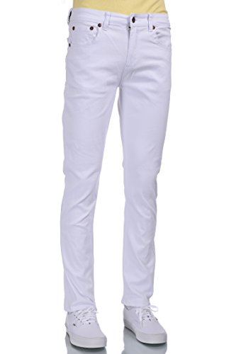 Men Eagle Blue Stretch Slim fit White Jeans Denim Twill Pant Size 30-38