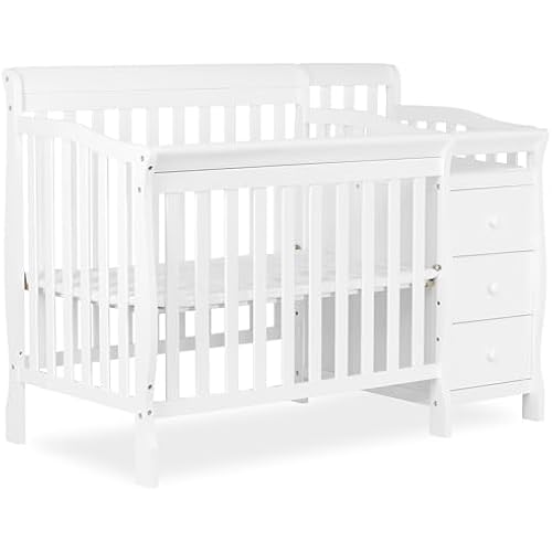 Dream On Me Jayden 4-in-1 Convertible Mini Baby Crib with 3 Drawer Changer