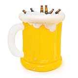 Juvale Inflatable Beer-Shaped Cooler Beer Olympics Decorations - 23 x 19 in Yellow & White - Party Decor for Pool, Beach & Barbecue - Blow Up Cooler Party Accessory