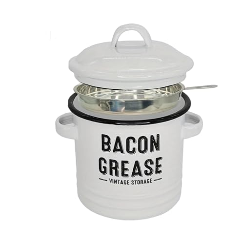 Récipient à graisse de bacon passoire cuillère bocal épices émaillé - 4