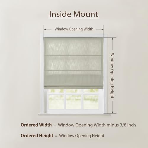 Image of TWOPAGES Isabella No Drill Cordless Roman Shade Linen Textured Cotton Roman Blind for Windows, Custom Made Room Darkening Blackout Roman Window Shade, Hardware Included, Bone White, 1 Piece