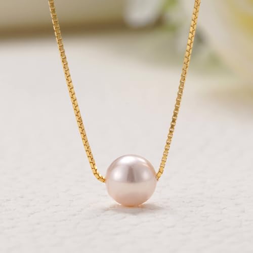 Happy Birthday Jewelry for Women, Minimalist Simple Floating Pink Pearl Necklace Affirmation Gifts for Her4