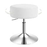 WOLTU Taburete Maquillaje Redondo Giratorio de Altura Ajustable 54-69 cm, PU para Tocador, Dormitorio, Oficina en Casa y Salón, Blanco