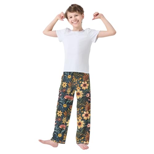 Boys' Pants Simple Bohemian Wildflower Pastel Long Bottoms Jogger Pants Elastic Waist Trousers with Pockets S-XL2