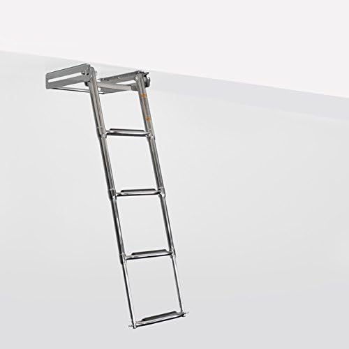 RecPro Marine 4 Step TELESCOPING 316SS Under TRANSOM & Swim Platform Drop Boat Ladder SSL-E4