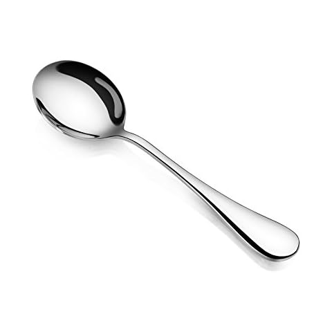 Artaste 59366 Rain 18/10 Stainless Steel Bouillon Spoon, 6-Inch, Set of 12, Silver, 6" Cover
