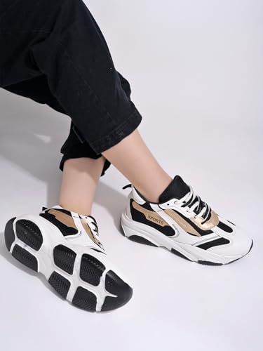 Image of Women's Fashion Chunky Sneakers - Mesh Running Shoes with Detail, Lightweight Breathable Trainers for Walking, Gym, Casual