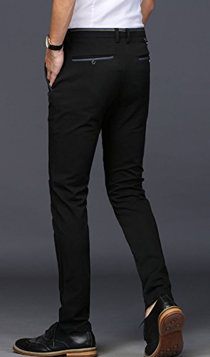 Plaid&Plain Men's Stretch Dress Pants Slim Fit Skinny Suit Pants