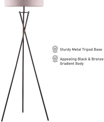 Modern Tripod Floor Lamp for Cozy Ambiance and Stylish Home Decor, Bronze and Beige, Living Room or Bedroom - Image 3