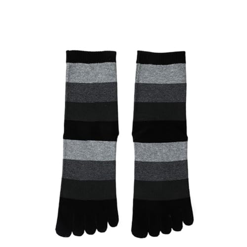GSJNHY Calcetines de cinco dedos 5 pares de calcetines algodón cinco dedos for hombre, absorbentes del sudor, a rayas, for vestido fiesta, con punta larga, for(Black)