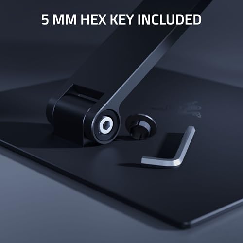 Image of Razer Adjustable Laptop Stand: Supports Phones, Tablets, Laptops, Macbooks up to 18 inch - Adjust Height and Tilt - Durable Aluminum Construction - Vented Design - Foldable for Storage & Travel - Black