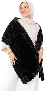 شال من الفرو الصناعي الفاخر للنساء وتصميم ملتف وشاح نسائي فرو مبطن بالحرير سواريه مناسب في حفلات الزفاف او العشاء او الحفلات والايام العاديه و كهديه قيمه وفريده