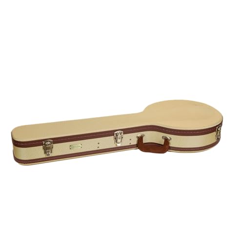 Crossrock Master Series 5-String Resonator Banjo Case | Classic Fabric Tweed Exterior, Re-Engineered Wooden Shell, Leather Handle & Deep Red Velvet Interior by Crossrock - Used condition - Image 6