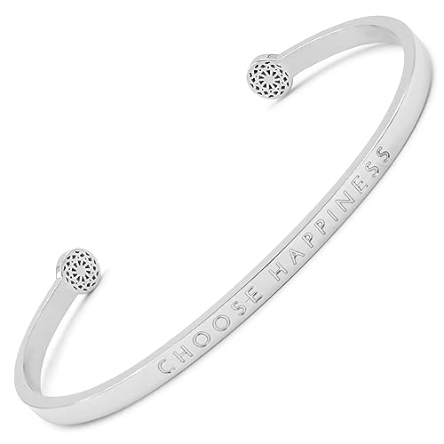 SIMPLE PLEDGE | Choose Happiness Armreif | Armband Damen mit Gravur in Silber, Gold, Roségold | Perfekt als Schmuck Geschenk | Blindgravur