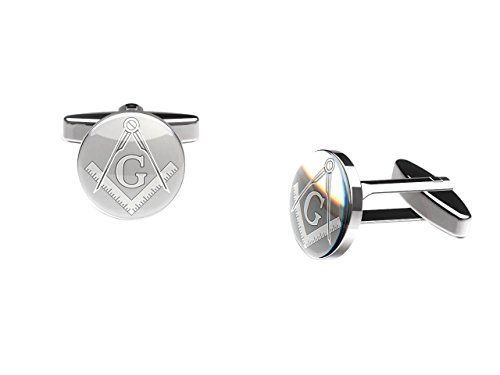 Boutons de manchette maçonniques écossais « G » (blancs avec boîte cadeau) Cover