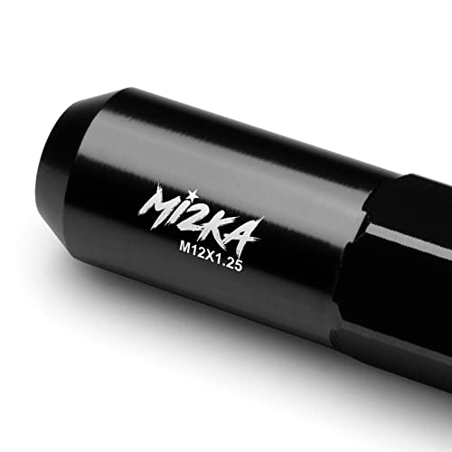 Image of Black 20 PCS M12x1.25 Lug Nuts 60mm Extended Tuner Aluminum Wheels Rims Cap WN02