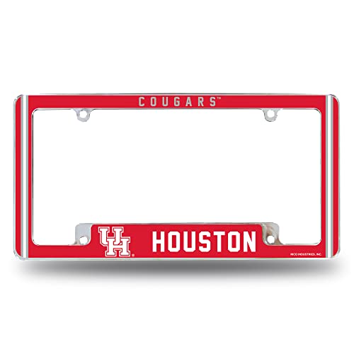 Rico Industries NCAA Houston Cougars Alternate 12" x 6" Chrome All Over Automotive License Plate Frame for Car/Truck/SUV