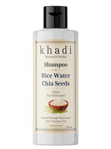 Image of Khadi Rice Water & Chia Seed Shampoo | Natural Damage Repair | Khadi Herbal Shampoo for Women & Men | Sulfate, SLS & Paraben Free 210 ml