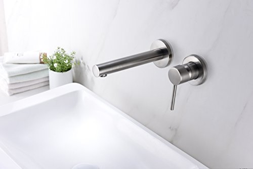 Sumerain Wall Mount Bathroom Faucet Brushed Nickel,Valve Included
