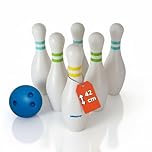 alldoro 60131 XXL Set de Bowling - 6 quilles Blanches remplissables, 42 cm de Haut & 1 Boule de Bowling - Jeu de quilles avec Sac, pour Enfants à partir de 3 Ans