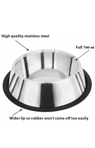 Image of Pet & Vet Stainless Steel Pet Bowl,500Ml Pack of 2, [Cat,Dog]