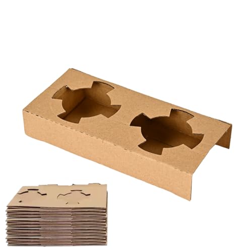 HaOhana カップホルダー お持ち帰り ドリンク テイクアウト 2カップ用 60枚セット 使い捨て クラフト紙 トレー 包装 こぼれない TAKEOUT コーヒー カフェ ジュース 飲み物 収納