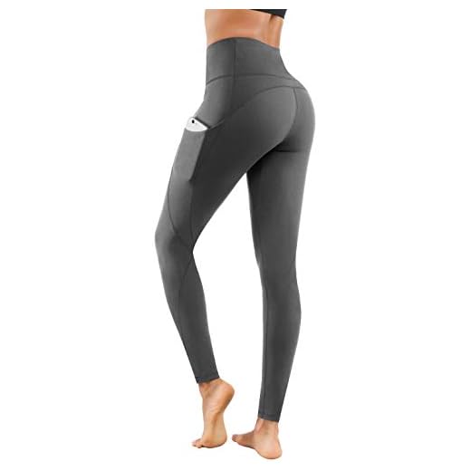 LifeSky Women Workout Leggings with Pockets | Leggings with Pockets, Plus Size Legging Lingswallow High Waist Yoga Pants - Yoga Pants with Pockets Tummy Control, 4 Ways Stretch Workout Running Yoga Leggings (Grey, X-Large)
