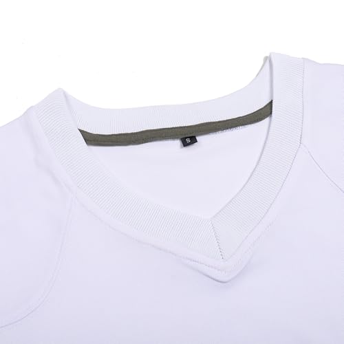 DEHANER White American Football Jerseys for Men Women Dad Mom Workout Tops Sports Uniforms Athletic Shirt Party Outfits Red Stripe-White Jersey,Men Size Large - Thumbnail 3