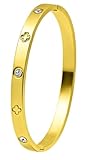 Lunarié Elegant Gold Bangle Bracelet – 18K Gold Plated Stainless Steel CZ, Minimalist Luxury Jewellery for Women, Gift Box Included