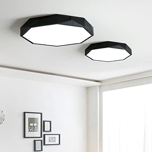 Plafonnier LED noir 24W ultra-fin et géométrique dimmable