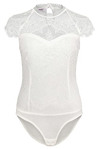 MarJo Damen Dirndl-Spitzen-Body hochgeschlossen Offwhite, Offwhite, 38