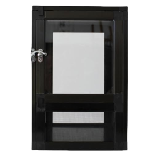 Vifxucy 爬虫類ケージ飼育箱給餌箱両生類昆虫飼育容器トカゲケージ換気と通気性取り外し可能な飼育セットアクリル素材カメ、ヤモリ、クモ、サソリ、ハリネズミ、カエル、ヘビなどの動物に適しています (ブラックカラー(ネット+アクリル扉),20*20*30cm