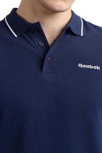 Image of Reebok Men's Pure Cotton Polo T-Shirt - Breathable Soft Half Sleeve Collar Tee for Men | Smart Casual Polo Tshirt for Men | Office Travel