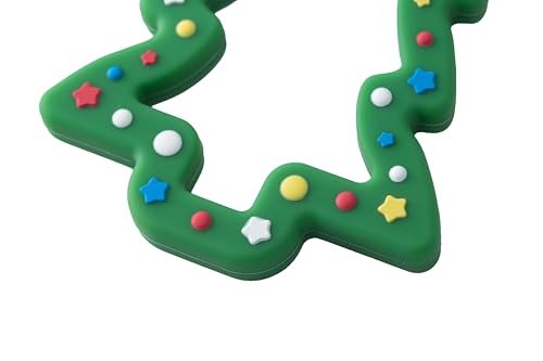 Image of Jimibaby Silicone Teether - Christmas Teething Toy for Baby Boys & Girls, Perfect Stocking Stuffer, Comes with Gift Package (Christmas Hat) (Green)