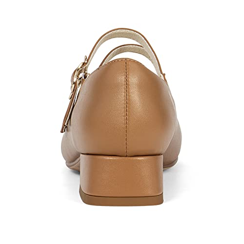 Elerhythm Women's Mary Jane Square Closed Toe Casual with Double Ankle Strap Dressy Flats Chunky Block Low Heel Elegantes Comfortable Soft Cute Shoes3