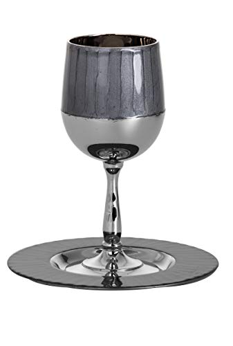 Legacy Judaica Enamel Grey/Smoke Kiddush Cup on Base - Add Elegance to Your