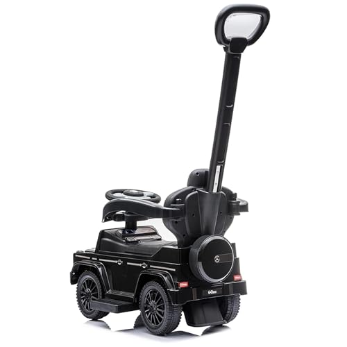 Image of Best Ride On Cars 3 In 1 Mercedes G-Wagon Push Car for Toddlers 1 to 3 Years Old, Kids Outdoor Stroller with Music, Horn Sounds, and Handle, Realistic Driving Experience, Black