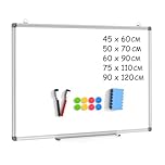 DOLLAR BOSS Magnetic Whiteboard 60 X 45 cm Dry Erase White Board for Walls with Pen Tray, Aluminium Trim and Dry-Wipe Writing Surface for School, Home and Office