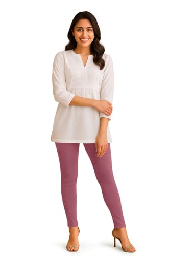 Image of Amazon Brand - Anarva Women's Super Cotton Combed Slim Fit Elastane Stretch Comfort Ankle Length Leggings with Ultrasoft Waistband