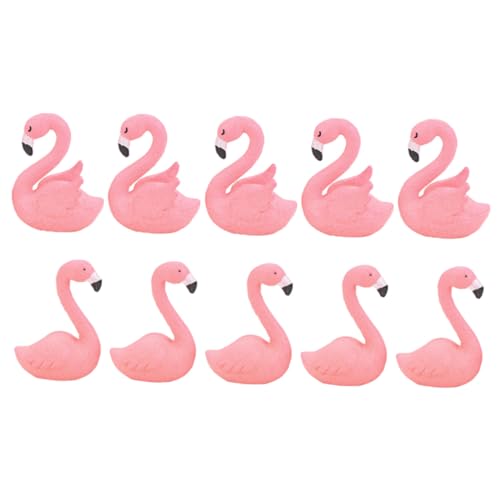 CAXUSD 10 Pcs Miniature Flamingo Resin Ornaments for Garden and