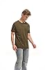 RONOMO Men's Solid Colour T-Shirt 95% Cotton 5% Spandex | Pre-Shrunk Washed | Reinforced Ribbed Collar | Colourfast | Casual Basic Tee Slim Fit（LW Army Green 4XL #1