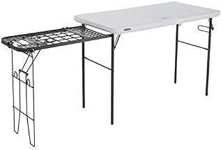 Lifetime Folding Tailgate Camp Table with Grill Rack, White