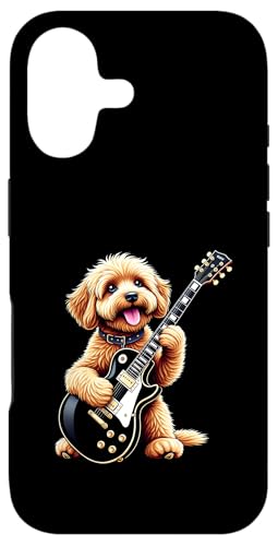 エレキギターを弾く面白いCavapoo Dog Music Lovers スマホケース iPhone 17 用