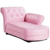 GLACER Kids Sofa Pink Toddler Couch Princess Sofa with PVC Leather and Embedded Crystal Upholstered Children Chaise Lounge Baby Sofa Chair Children Armchair for Girls
