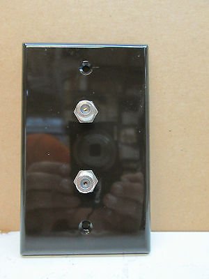 Premier 1-Gang Double TV Coax Coaxial Cable Wall Plate with F Connectors - Brown