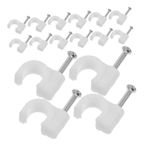 Tofficu 100 Piezas Clips Redondos para Cables con Clavos para Fijación Segura Pared Soporte Versátil para Cables Eléctricos y Ethernet Organizador Duradero Madera y Ladrillo Diseño