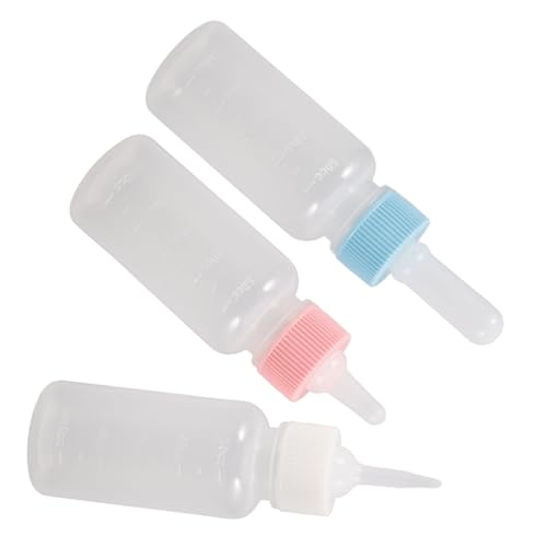 Abaodam 3Pcs Pet Feeding Bottles for Small Dogs and Cats Silicone Nursing Bottles with Scale Design for Newborn Puppies and Kittens Lightweight Durable Easy to Use
