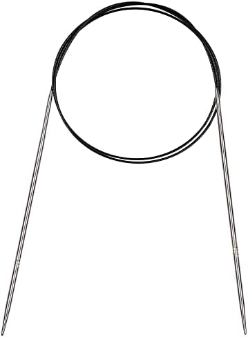 Coopay Circular Knitting Needles 5.0mm 100cm Long, Steel Circular Needles with Flexible Cable, Metal Fixed Circular Knitting Pins for Blanket Knitting Large Projects, For Arthritis Hands, Size US 8